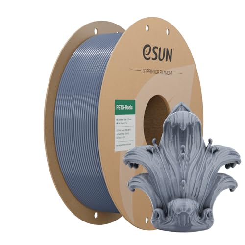 eSUN PETG Basic 3D Printer Filament 1.75mm, High Toughness & Glossy Finish Grey PETG Filament, Dimensional Stable, 1kg (2.2lbs) Spool for FDM Printers