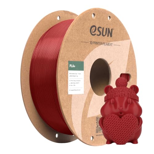 eSUN PLA+ Filament 1.75mm 1KG, 3D Printer Filament Dimensional Accuracy +/- 0.03mm, 1kg Cardboard Spool(2.2lbs) 3D Printing Filament, Fits for Most FDM 3D Printers(Fire Engine Red)