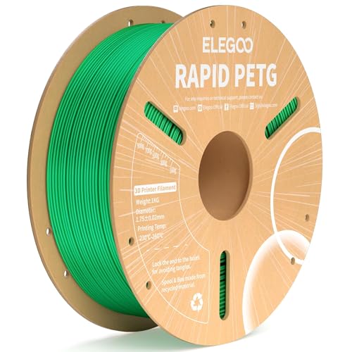 ELEGOO Rapid PETG Filament 1.75mm Green 1KG, High Speed 30-600mm/s 3D Printer Filament Dimensional Accuracy +/- 0.02 mm, 1kg Cardboard Spool(2.2lbs) Fits for Most FDM 3D Printers
