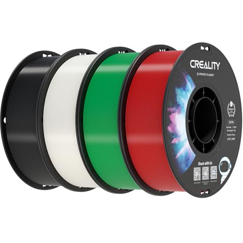 Creality 3D Printer Filament Bundle, 4-Pack TPU Filament 1.75mm, Black, White, Red, Green, 3D Printing Filament 1kg X 4 Spools