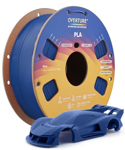 OVERTURE High Speed PLA Filament 1.75mm, Neatly Wound 3D Printer Filament 1kg Spool (2.2lbs) Rapid PLA, Dimensional Accuracy +/- 0.02 mm, Fit Most FDM 3D Printers (Blue)