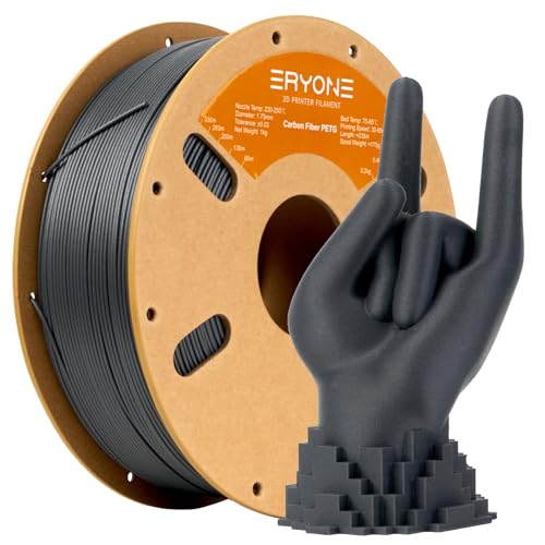 ERYONE Carbon Fiber PETG Filament 1.75mm +/- 0.03mm, 15% Carbon Fiber Reinforced, High Strength & Rigidity for Functional Parts, 3D Printing Filament PETG CF, 1kg(2.2LBS)/Spool, Dark Grey