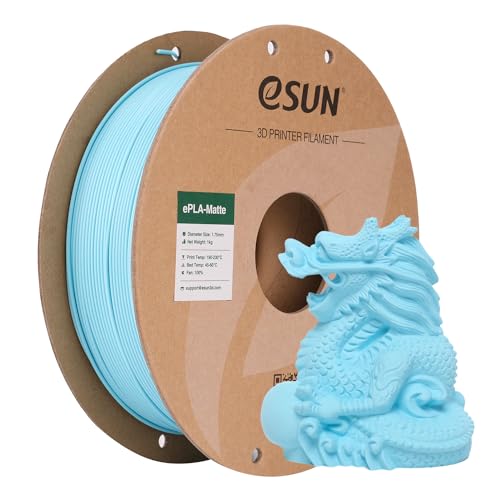 eSUN Matte PLA Filament 1.75mm, Matte 3D Printer PLA Filament, 1KG Spool 3D Printing Filament for 3D Printers, Paper Reel, Light Blue