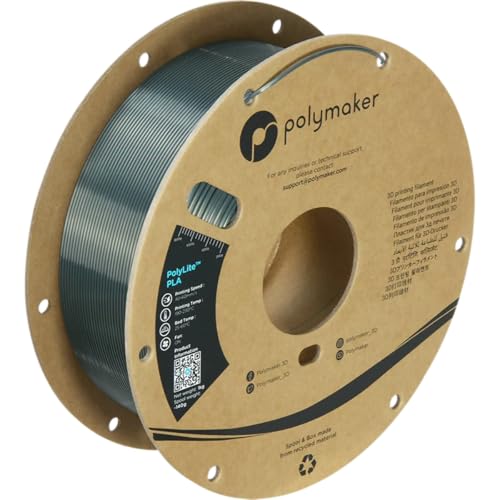 Polymaker Silk PLA Filament 1.75mm 1kg, Silk Gunmetal Grey 3D Printer PLA Filament - PolyLite 1.75mm Shiny Silk 3D Printing PLA Filament