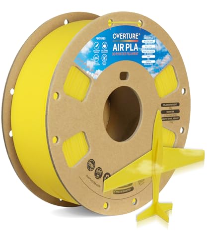 OVERTURE Air PLA Filament, Pre-Foamed PLA Low-Density, Lightweight PLA, Cardboard Spool, 0.82kg(1.8lbs), Dimensional Accuracy +/- 0.02mm (Air Yellow)