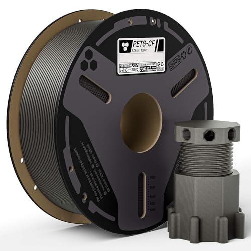 ELEGOO Carbon Fiber PETG Filament 1.75 mm Gray 1KG, High Strength & Rigidity PETG-CF 3D Printing Filament, Abrasion Resistance for Functional Parts, 1KG(2.2lbs) Spool Fits for Most FDM 3D Printers