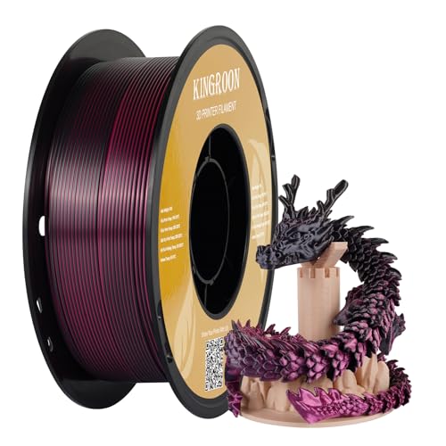 Kingroon PLA 3D Printer Filament, Dual Color Silk PLA Filament, Dimensional Accuracy +/- 0.03 mm, 1kg Spool(2.2lbs), 1.75 mm, Black Red