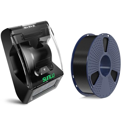 SUNLU PLA+2.0 3D Printer Filament Black 1KG and SUNLU Official Filament Connector Easy to Use,200PCS PTFE Sleeve