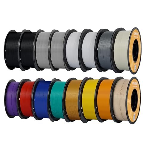 Kingroon PLA Plus 3D Printer Filament,PLA+ 16 Rolls,Dimensional Accuracy +/-0.03mm,16kg Spool(35.3lbs),1.75 mm,2White 2Grey 2Black Red Blue Green Yellow Silver Skin Purple Transparentwhite Orange Gold