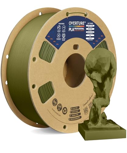 OVERTURE PLA Plus (PLA+) Filament 1.75mm Professional Toughness Enhanced Roll, Cardboard Spool, Premium 1kg(2.2lbs), Dimensional Accuracy Probability +/- 0.02mm (Army Green)
