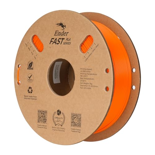 Creality High Speed PLA Filament 1.75mm, 3D Printer Filament for 300mm/s 3D Printing, Rapid PLA Dimensional Accuracy +/- 0.02 mm 1Kg Cardboard Spool(2.2lbs) for FDM 3D Printers (Orange)
