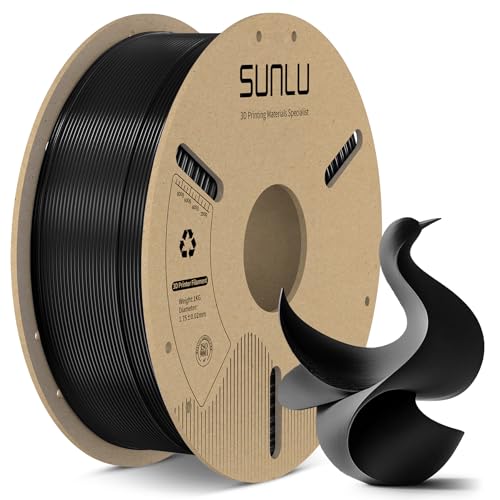 SUNLU PLA Filament 1.75mm, 3D Printer Filament 1.75mm ±0.02mm, Fit Most FDM 3D Printer, 1KG Cardboard Spool. (Black)