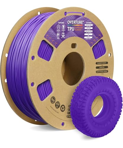 OVERTURE TPU Filament 1.75mm Flexible Roll, 95A Soft 3D Printer Filament, 1kg Spool (2.2 lbs), Fit Most FDM Printer (TPU Purple)