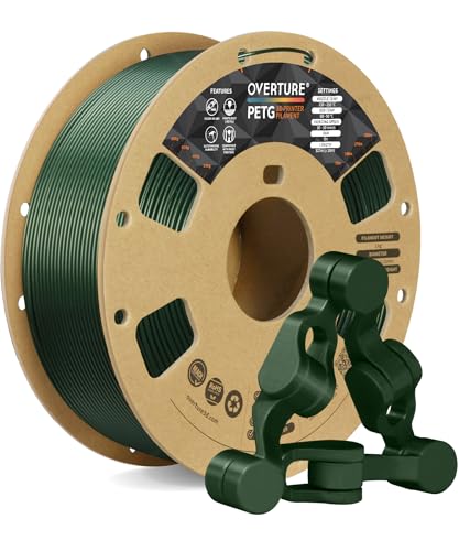 OVERTURE PETG 3D Printer Filament 1.75mm, Neatly Wound Durable PETG 1kg Spool (2.2lbs), Strong Toughness Filament, Dimensional Accuracy +/- 0.02mm, Fit Most FDM Printers (Army Green)