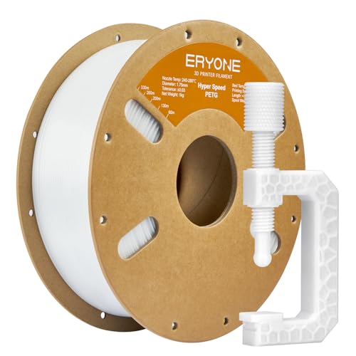 ERYONE Rapid PETG Filament 1.75mm +/- 0.03mm, High Speed 30-500mm/s 3D Printing Filament, Hyper Speed PETG Filament Fit Most FDM Printer, 1kg (2.2LBS) / Spool, White