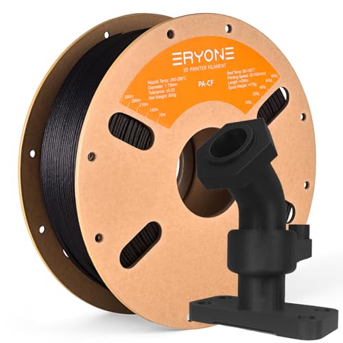 ERYONE Nylon Filament 3D Printer Filament, Polyamide (PA) 1.75mm +/- 0.03mm, Fit Most FDM Printer, 800g/Spool, PA6 Carbon Fiber, PA6 CF Black