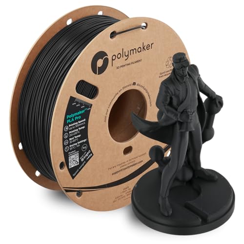 Polymaker PLA Pro 3D Printing Filament Black 1.75mm 1KG, High-Impact Tough PLA, Fast Printing up to 300mm/s, High Speed New Formula, Easy to Print on Most FDM Printers, No Enclosure Required