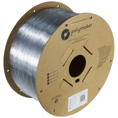Polymaker PC Filament 1.75mm, Clear Polycarbonate Filament 1.75mm 3kg Cardboard Spool - PolyLite Transparent PC Filament, Strong & Tough & Heat Resistant 1.75mm 3D Printer Polycarbonate Filament