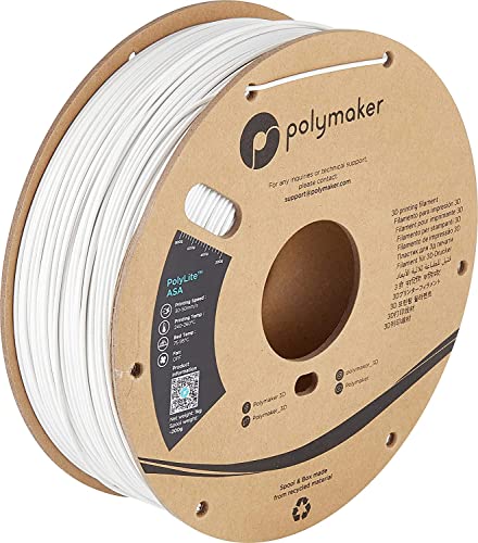 Polymaker ASA Filament 2.85mm White, 1kg ASA 3D Printing Filament, Heat & Weather Resistant - ASA 3D Printer Filament Perfect for Printing Outdoor Functional Parts