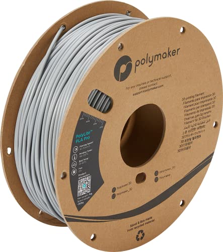 Polymaker PLA PRO Filament 2.85mm 1kg, Tough & High Rigidity Grey 3D Printing Filament, PolyLite PLA PRO 3D Printer Filament 2.85mm, Print with Most 3D Printers
