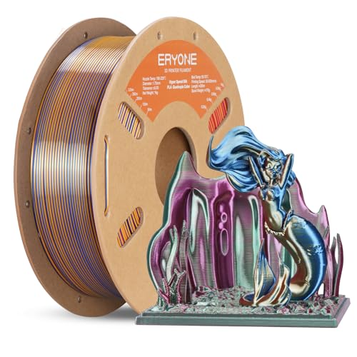ERYONE HS Silk Quadruple Color Filament PLA 3D Printer 1.75mm +/- 0.03mm, Hyper Speed Coextrusion Filament PLA Shiny 1kg, Splendid Quartet (Red & Yellow & Blue & Green)
