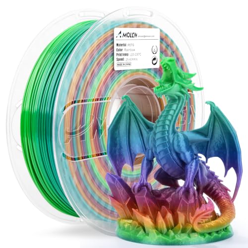 AMOLEN PETG 3D Printer Filament 1.75mm Gradient Rainbow PETG Multicolor Rainbow 1KG/2.2lb