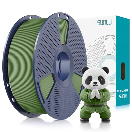 SUNLU PLA Matte 3D Printer Filament 1.75mm, PLA Filament 1kg Spool (2.2lbs), Dimensional Accuracy +/- 0.02mm, Matte Olive Green PLA