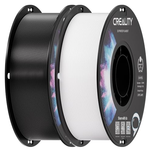 Creality 2 kg Black & White PETG 1.75mm Filament, 3D Printer Filament Bundle, Excellent Toughness High Precision, Odorless Non-Toxic Moistureproof, Glossy, Accuracy +/- 0.02mm