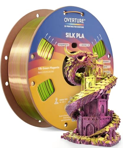 OVERTURE Silk PLA Dual Color Filament 1.75mm, Silk Green-Magenta