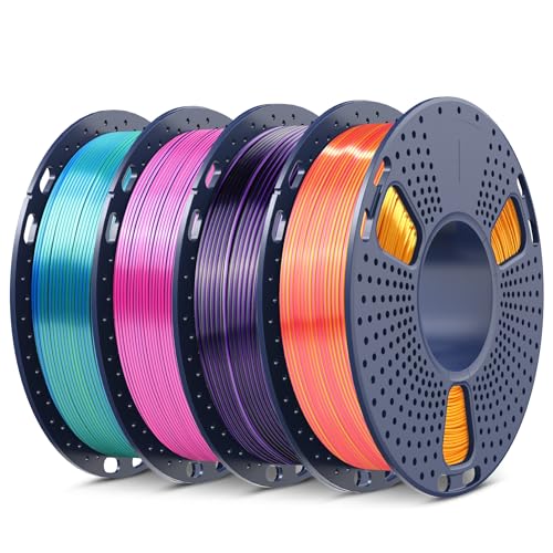 SUNLU Silk Dual Color PLA Filament Bundle Muticolor, Silk 3D Printer Filament, Individually Vacuum Packed, 250G Spool, 4 Pack, 1kg in Total, Red Blue+Red Gold+Black Purple+Blue Green