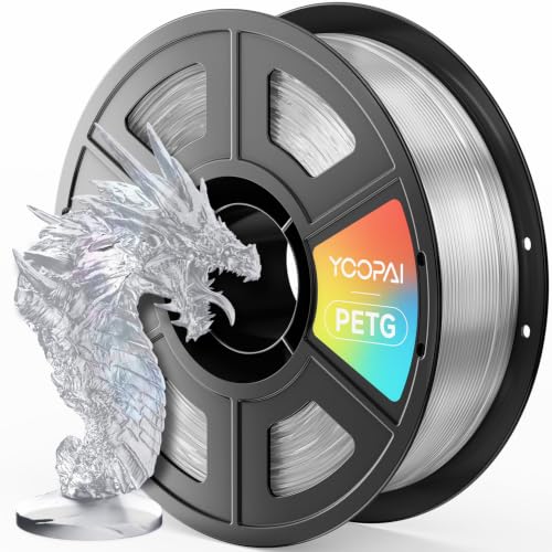 Clear PETG Filament, 3D Printer Filament 1.75mm 1KG (2.2lbs) Transparent