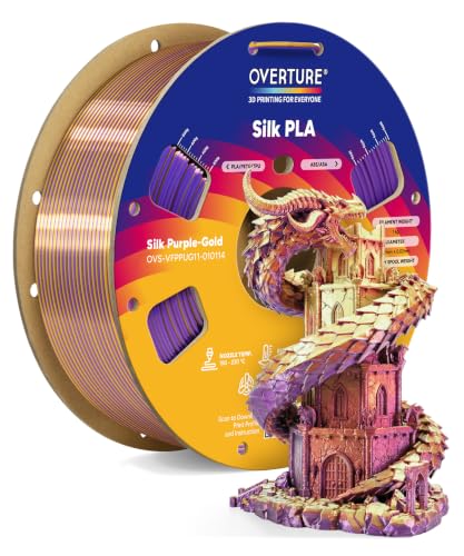 OVERTURE Silk PLA Dual Color Filament 1.75mm, Silk Purple-Gold