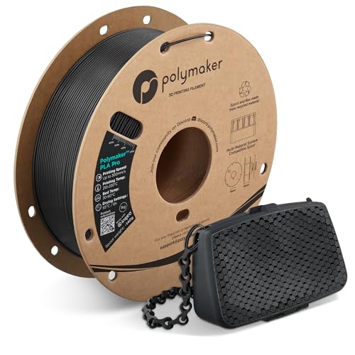 Polymaker PLA PRO Filament 1.75mm 1kg, Tough & High Rigidity Metallic Black 3D Printing Filament, PolyLite PLA PRO 3D Printer Filament 1.75mm, Print with Most 3D Printers