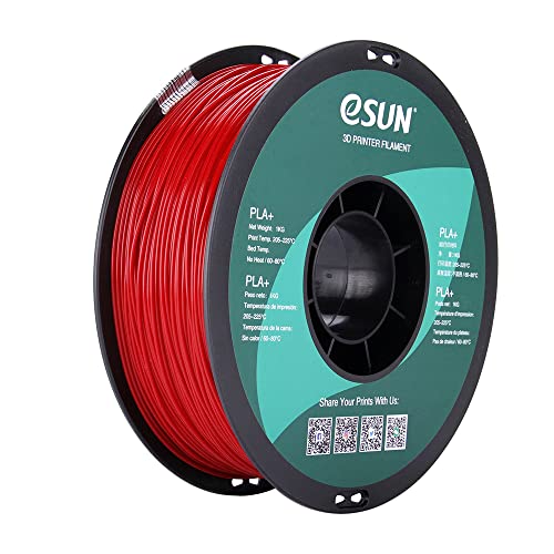 eSUN PLA PRO (PLA+) 3D Printer Filament, Dimensional Accuracy +/- 0.03 mm, 1kg, Plastic Spool, 1.75mm, Fire Engine Red, (Pantone 199C)