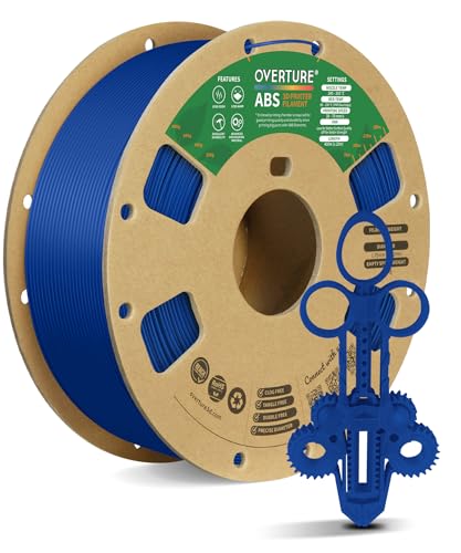 OVERTURE ABS Filament 1.75mm, High Strength & Heat-Resistant 3D Printer Filament, Low Warping, Excellent Durability, ABS 1kg (2.2lbs) Cardboard Spool, High Precision +/- 0.02mm (Blue)