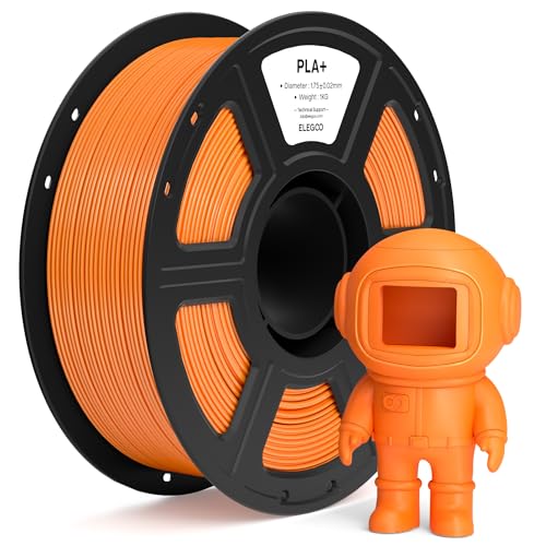 ELEGOO PLA+ Filament 1.75mm Orange 1KG, High Toughness PLA Plus 3D Printer Filament Dimensional Accuracy +/- 0.02mm, 1kg Spool(2.2lbs) Fits for Most FDM 3D Printers