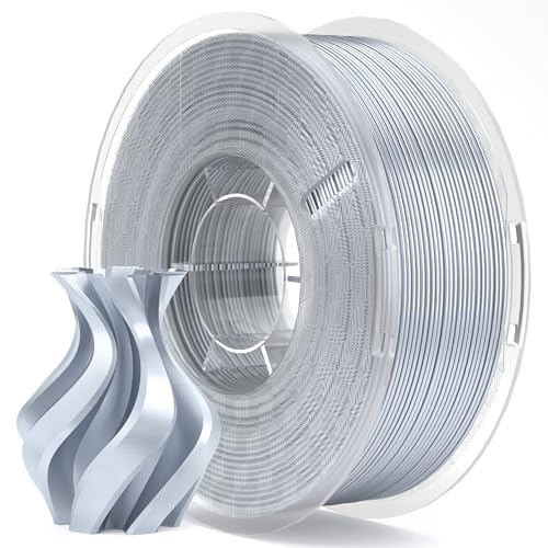 ELEGOO Silk PLA Filament 1.75mm Silver Grey 1KG, 3D Printer Filament Dimensional Accuracy +/- 0.02mm, 1kg Plastic Spool(2.2lbs) 3D Printing Filament Fits for Most FDM 3D Printers