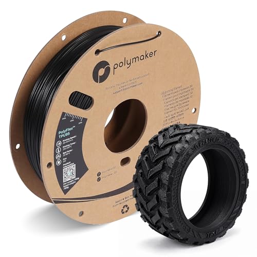 Polymaker TPU Filament 1.75mm Black, 0.75kg Shore 95A Flexible 3D Printer Filament 1.75mm - PolyFlex TPU95 3D Printing TPU Filament 0.75kg Black Soft Flexible Filament