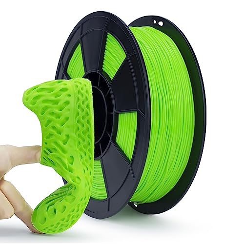 ZIRO TPU Filament 1.75, 3D Printer Filament 1.75mm, Shore 95A Hardness Bright Color TPU, Flexible Soft Printing Material, 0.8KG/1.8lbs Spool, Fit Most 3D FDM Printers, Green
