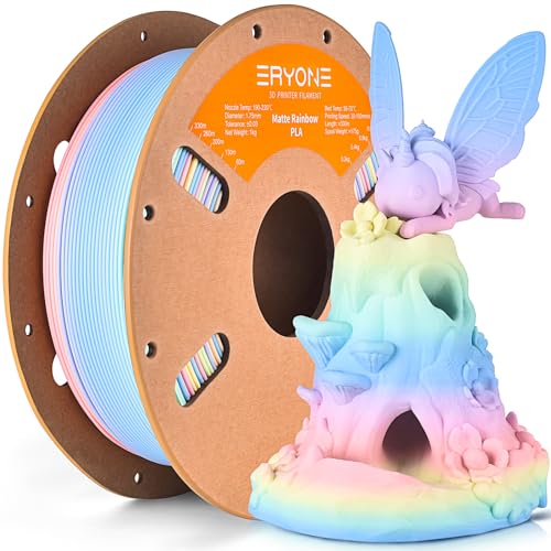 ERYONE Matte Rainbow 3D Printer PLA Filament 1.75 +/- 0.03mm, Matte Muticolor Filament PLA 1KG(2.2LBS) Spool, Macaron Rainbow