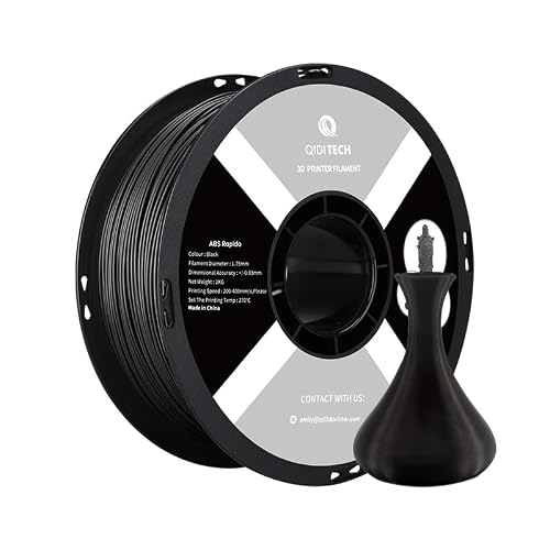 R QIDI TECHNOLOGY ABS Rapido 3D Printer Filament 1kg Spool (2.2lbs), Black
