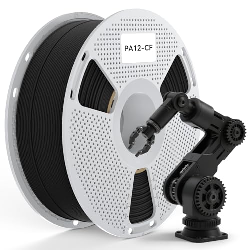 SUNLU PA12-CF Carbon Fiber Nylon Filament 1.75mm - High Precision Engineering Filament with Excellent Wear & Oil Resistance, ±0.02mm Accuracy, Heat-Resistant Spool 1KG (Black)