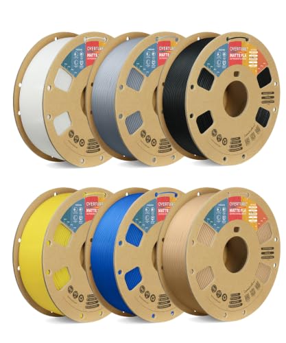 OVERTURE 6KG Bundle Matte PLA, Low Warp & Matte Surface 3D Printer Filament