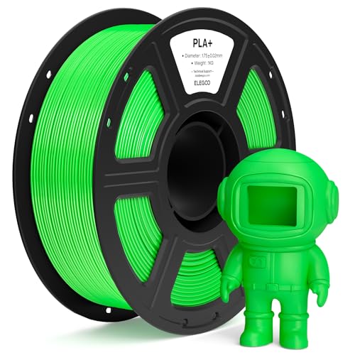 ELEGOO PLA+ Filament 1.75mm Neon Green 1KG, High Toughness PLA Plus 3D Printer Filament Dimensional Accuracy +/- 0.02mm, 1kg Spool(2.2lbs) Fits for Most FDM 3D Printers