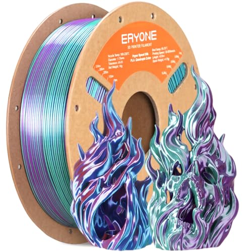 ERYONE Silk Filament PLA+ 1.75mm Shiny 3D Printer Filament, Multicolor PLA 4 in 1, 1kg (2.2LBS)/Spool, HS Silk Quadruple Color Aurora Dream (Teal Green & Violet & Electric Pink & Indigo)
