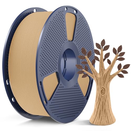 SUNLU Wood PLA Filament 1.75mm, Real Wood Fiber 3D Printer Filament, Natural Wood Texture & Scent, Clog-Free, Dimensional Accuracy +/- 0.02mm, 1kg Spool (2.2lbs), Fit Bambu Lab Printer, Maple