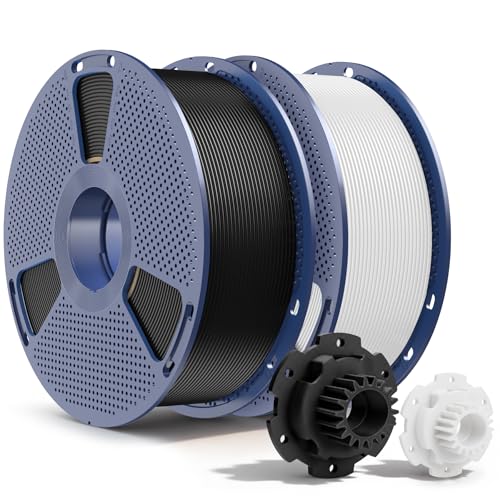 SUNLU PETG Filament 2KG, High Strength PETG 3D Printer Filament 1.75mm, Dimensional Accuracy +/- 0.02mm, 1KG Spool(2.2lbs), 2 Pack, Black+White