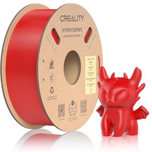 Official Creality Hyper PLA Filament 1.75mm, High Speed PLA 30-600mm/s Rapid 3D Printer Filament, Dimensional Accuracy +/-0.02mm, Fit Most FDM 3D Printers，1KG(2.2lbs) Spool Red