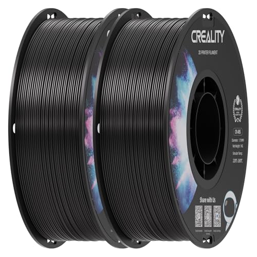 Creality ABS Filament 1.75mm Black 2 kg, 3D Printer Filament Bundle, Excellent Resistance, Odorless Non-Toxic, Stability, Tough, 2 Pack(4.4 lbs) (Black 2-Pack)