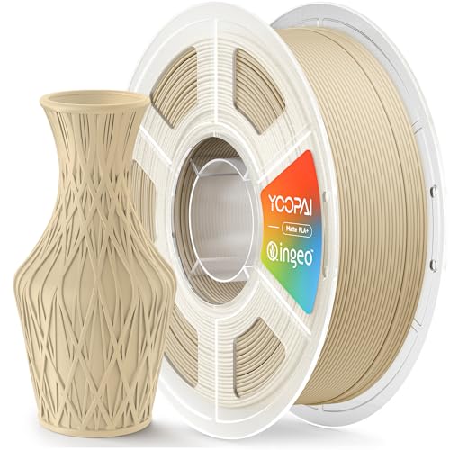 YOOPAI PLA+ Matte Filament 1.75mm, Made with USA Material, Soft Matte Finish, Reduced Layer Lines, 1KG (2.2lbs) 3D Printer Filament, Dimensional Accuracy +/- 0.02 mm, Desert Tan